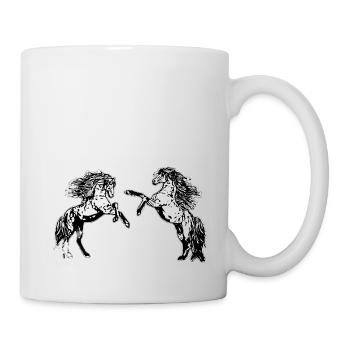 Pferde Zeichnung - Tasse - Weiß - Rechts