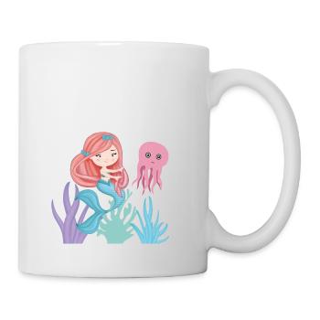 petite sirene avec son ami pieuvre - Mug blanc - blanc - Droite