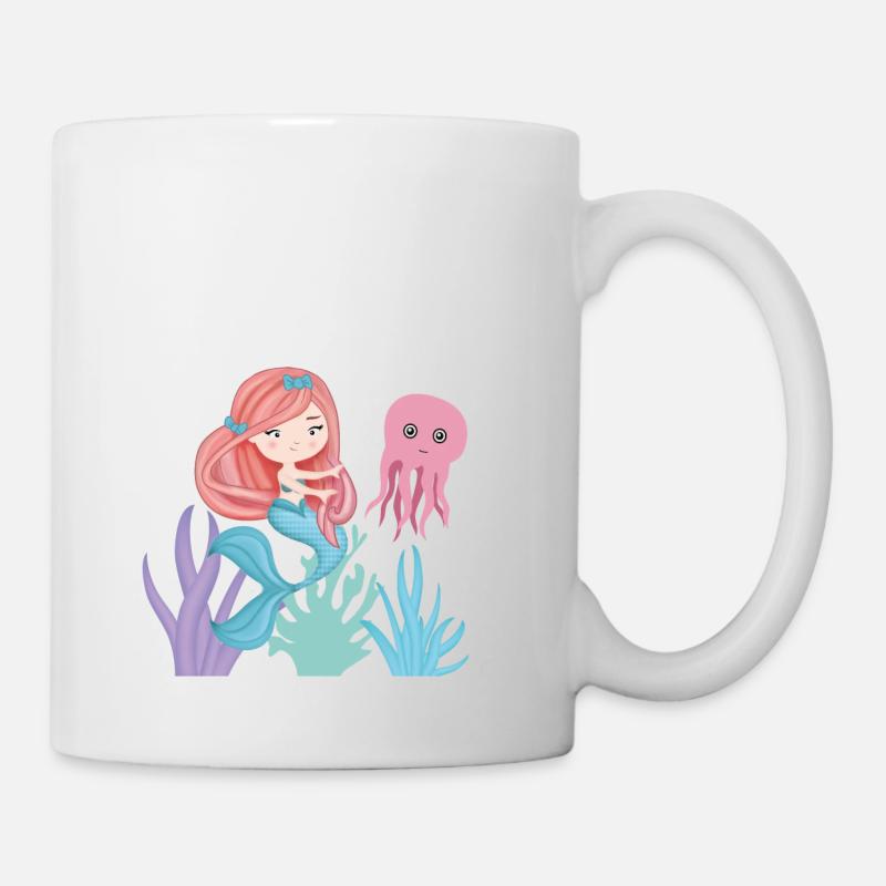 Die kleine Sirene mit ihrem Oktopusfreund - Tasse - Weiß