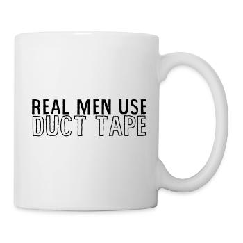 Les vrais hommes utilisent du ruban adhésif - Mug blanc - blanc - Droite