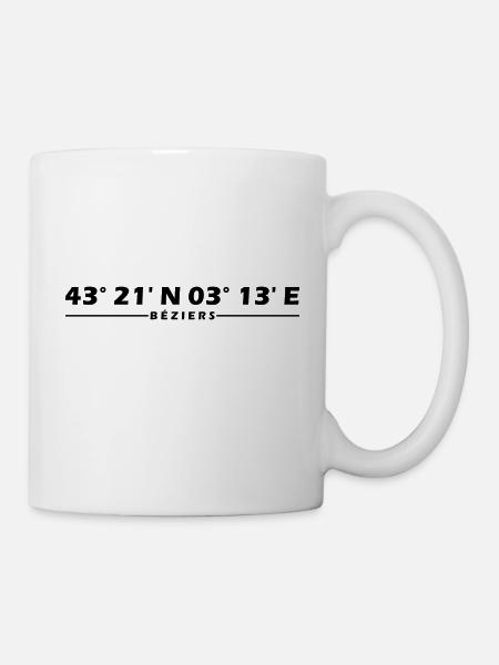 Coordonnées de Béziers - Mug blanc - blanc