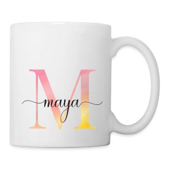 M | Monogram | Name | Maja | Watercolor - Mug - white - Right