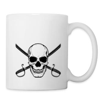 Crâne de drapeau pirate avec épées - Mug blanc - blanc - Droite
