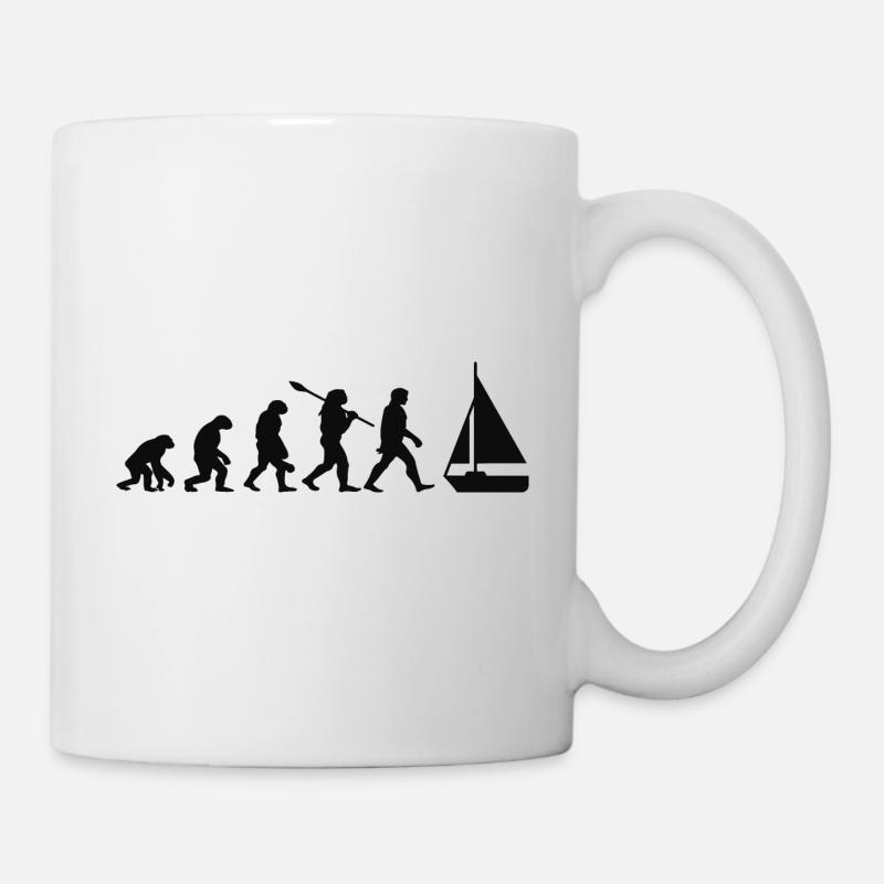 Evolution Segelboot Boot - Tasse - Weiß