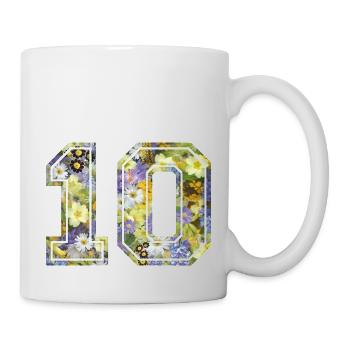 Numero 10 fleur, Équipe Foot, basket université - Mug blanc - blanc - Droite