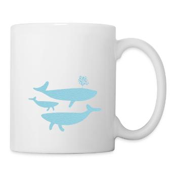 Wale mit Wellentextur, Blauwal Meereswellenoptik - Tasse - Weiß - Rechts