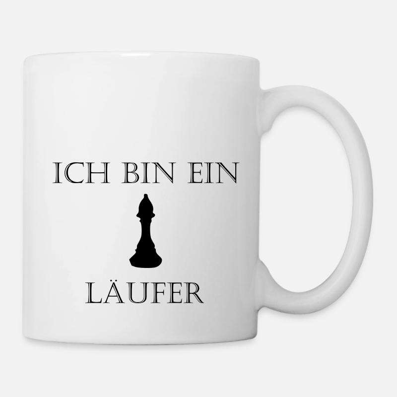 Läufer Schach - Schriftzug mit Bild - Tasse - Weiß