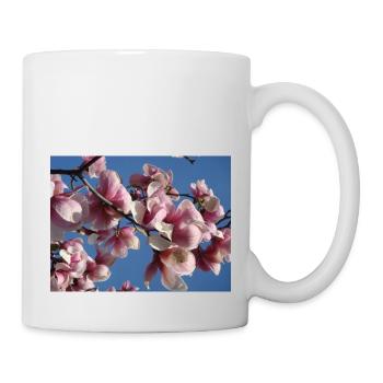 Pink magnolia branches in spring - Mug - white - Right