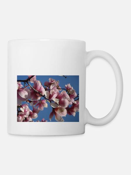 Pink magnolia branches in spring - Mug - white