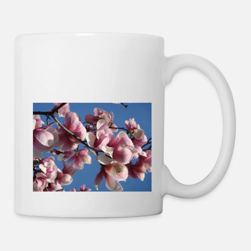 Rosa Magnolienzweige im Frühling - Tasse - Weiß