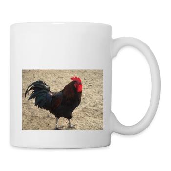 Hahn mit schwarzen Federn - Tasse - Weiß - Rechts