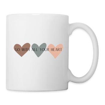 Drei Herzen, Spruch "go with all your heart" - Tasse - Weiß - Rechts