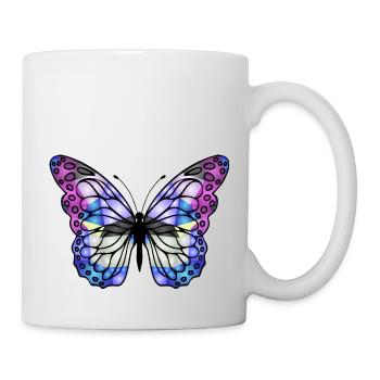 Bunter Schmetterling - Tasse - Weiß - Rechts