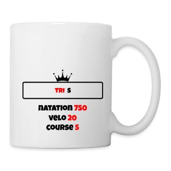 T shirt triathlon Distance S Noir - Mug blanc - blanc - Droite