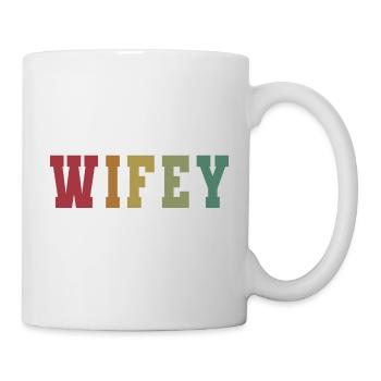 Retro Wifey Matching Paar Hochzeitsfeier Ehe - Tasse - Weiß - Rechts