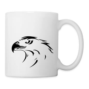 Eagle head in profile on one side - Mug - white - Right