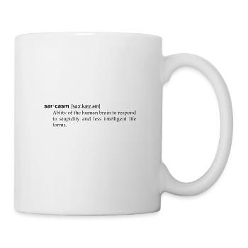 Sarkasmus, humorvolle Definition wie im Wörterbuch - Tasse - Weiß - Rechts