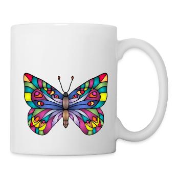 Bunter Schmetterling - Tasse - Weiß - Rechts