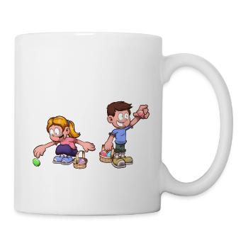 Kinder, die eine Ostereiersuche machen - Tasse - Weiß - Rechts