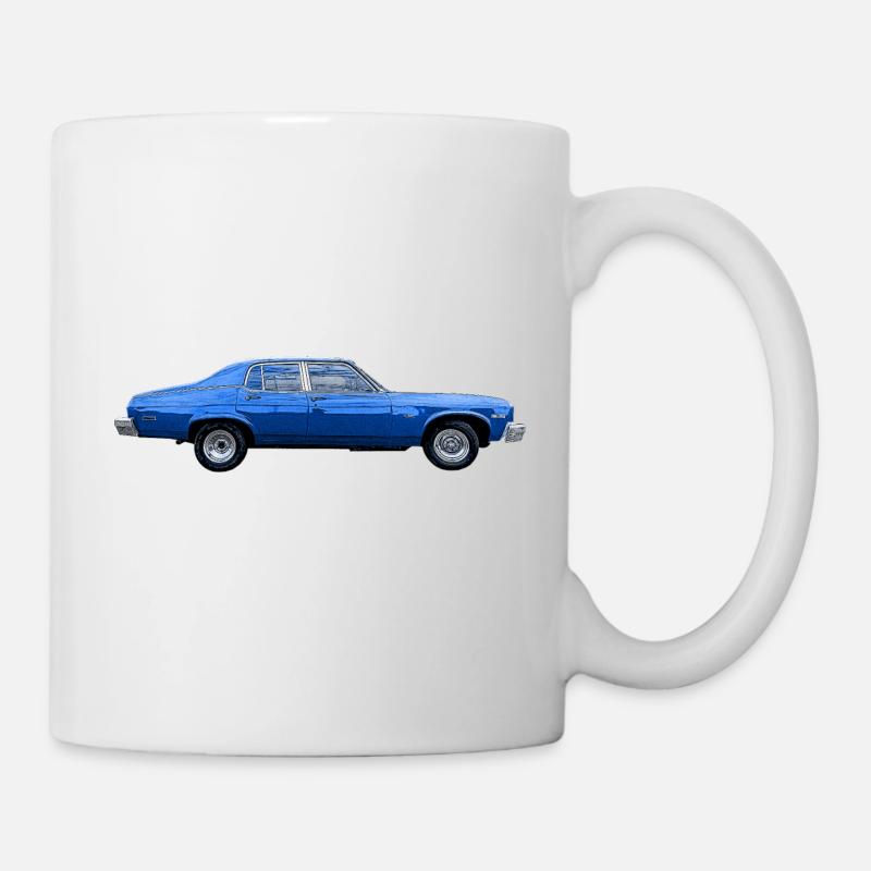 vieille auto américaine bleue - Mug blanc - blanc