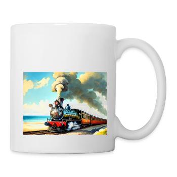 Steam locomotive on the beach - Mug - white - Right