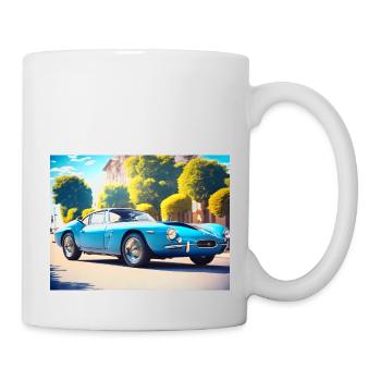 Blauer Sportwagen Retro 1960er - Tasse - Weiß - Rechts