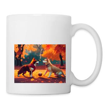 Chien en automne - Mug blanc - blanc - Droite