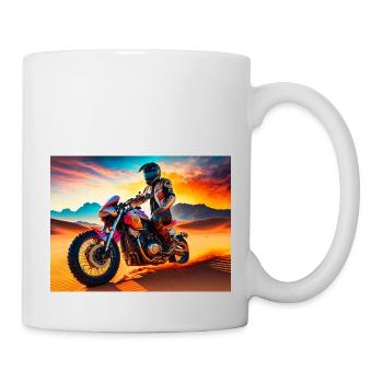 Motorcycle Motocross in Desert at Sunset - Mug - white - Right