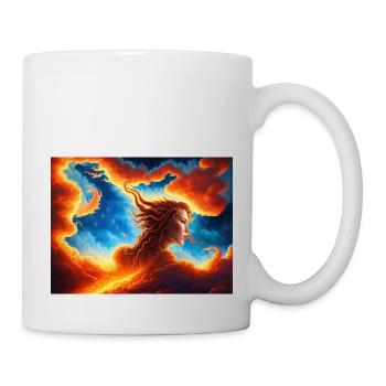 blue red sky with a woman illustration - Mug - white - Right