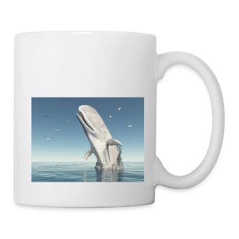 Auftauchender Pottwal und Seemöwen - Tasse - Weiß - Rechts