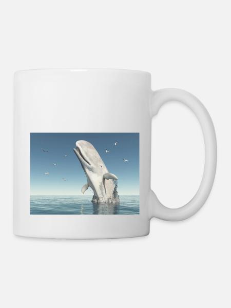 Cachalot et mouettes émergents - Mug blanc - blanc