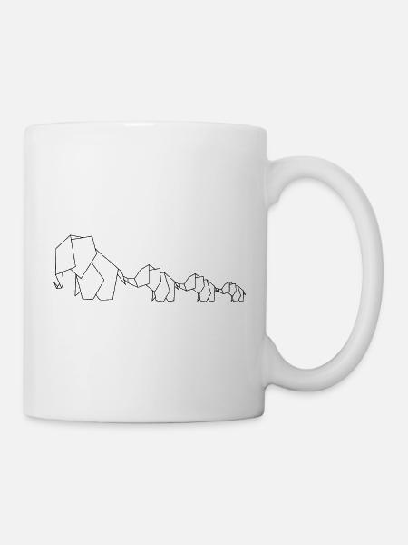 Origami Elefant Familie Familienshirt Partnerlook - Tasse - Weiß