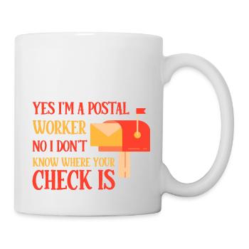 Postier, je ne sais pas où est votre chèque 4 - Mug blanc - blanc - Droite