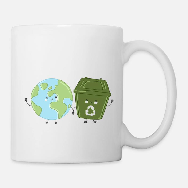 Recycling auf Erden Hand in Hand - Tasse - Weiß