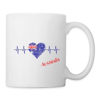 Australien Herz Herzschlag Australia - Tasse - Weiß - Rechts