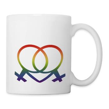Frauenliebe Regebogenfahne lesbisches Pride Outfit - Tasse - Weiß - Rechts