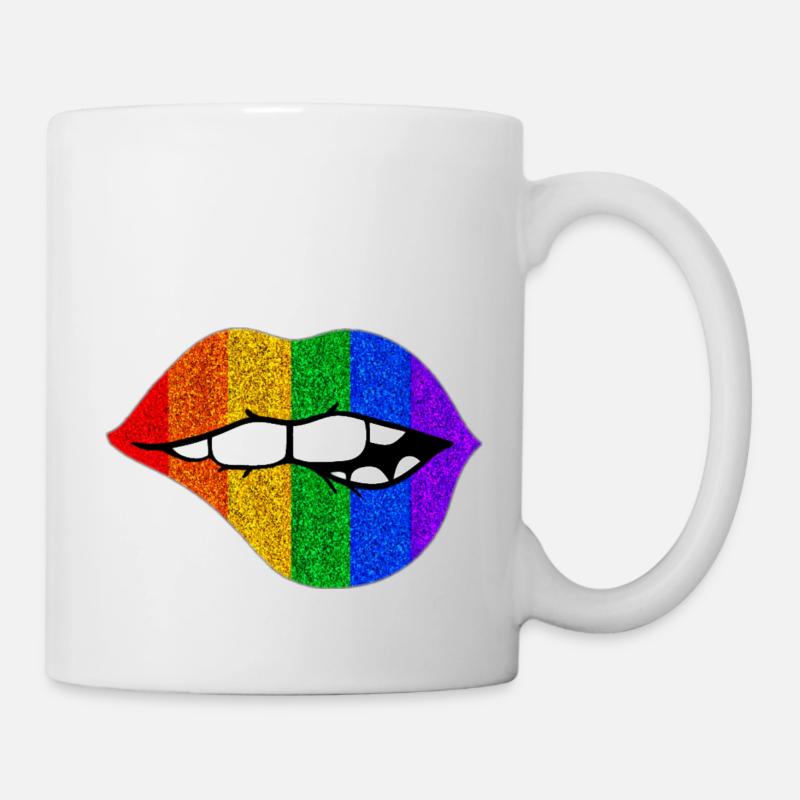 LGBTQ+ LIPS BITING PRIDE - Tasse - Weiß
