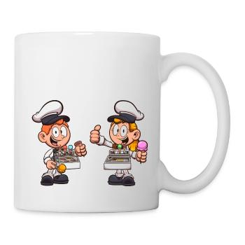 Junge und Mädchen verkaufen Eis - Tasse - Weiß - Rechts