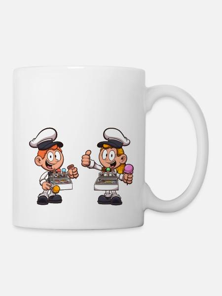 Junge und Mädchen verkaufen Eis - Tasse - Weiß