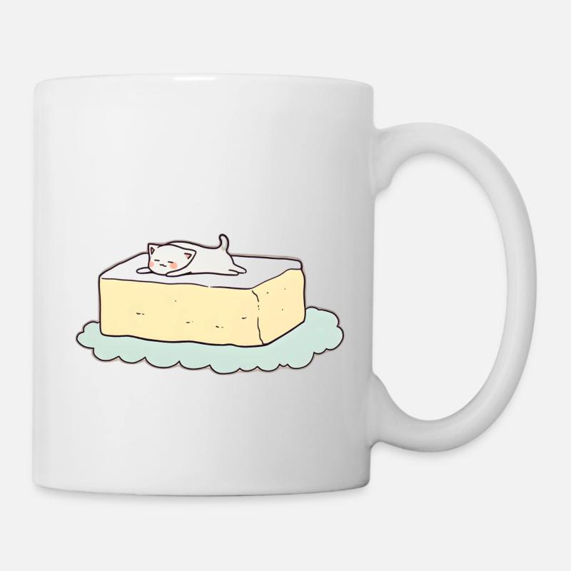 Katze auf Toast: Ein minimalistisches Kunstwerk - Tasse - Weiß