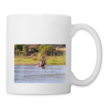 Landschaft am Fluss Cubango mit Nilpferden - Tasse - Weiß - Rechts