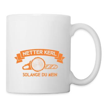 Bin ein netter Kerl Holz Waldarbeiter Forstwirt - Tasse - Weiß - Rechts