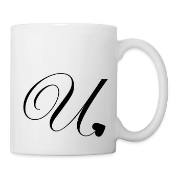 Letter u heart calligraphy - Mug - white - Right