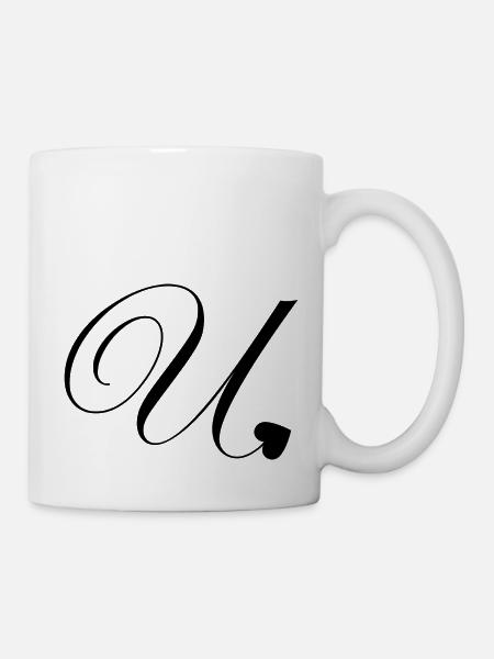 Lettre u calligraphie cœur - Mug blanc - blanc