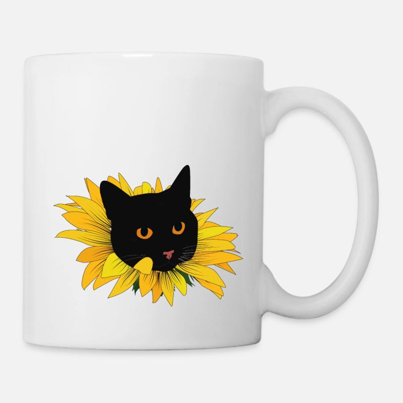 Kätzchen in Sonnenblume - Tasse - Weiß