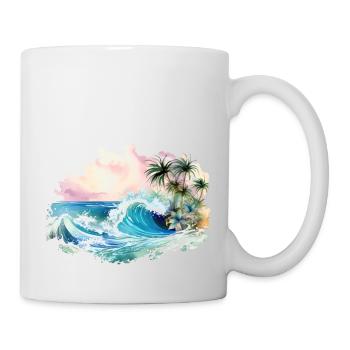 Wave, Tropical island, Meer Strand Palmen Urlaub - Tasse - Weiß - Rechts