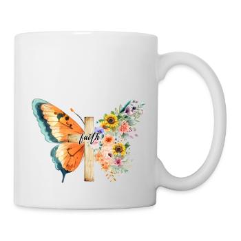 Faith Butterfly Cross Jesus Christ God - Mug - white - Right