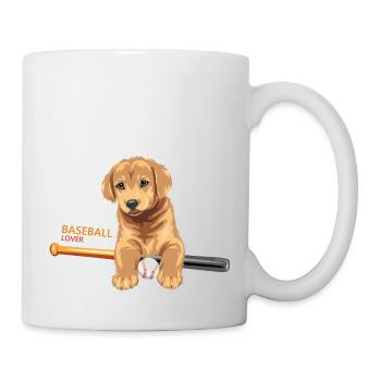 Drôle d’amateur de baseball de chiot golden retriever - Mug blanc - blanc - Droite