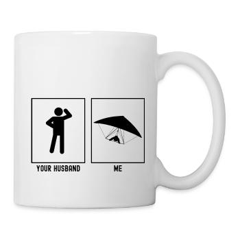 Her Husband - Me - Paragliding Front Vector - Mug - white - Right