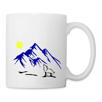 wolf vollmond - Tasse - Weiß - Rechts